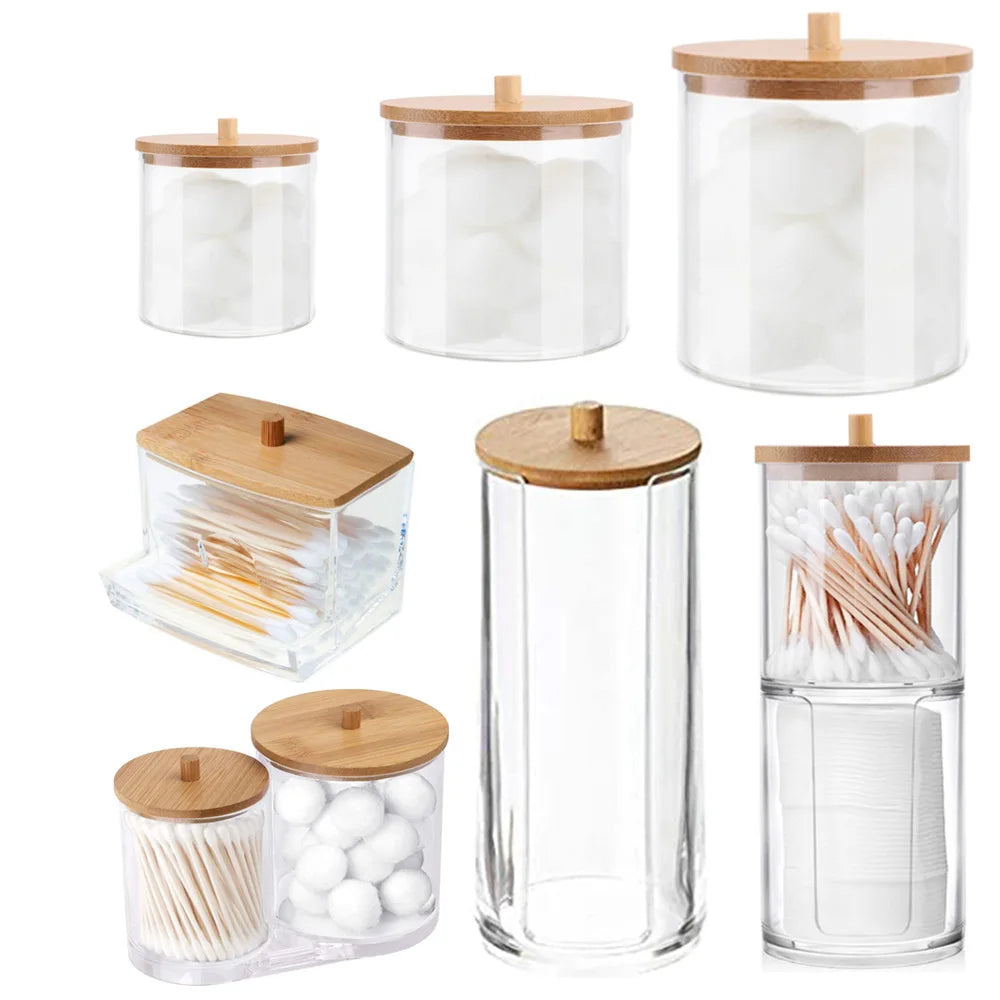 Makeup Cotton Pad Organizer Bathroom Storage Box For Cotton Swabs Cosmetics Jewelry Makeup Remover Pad Container