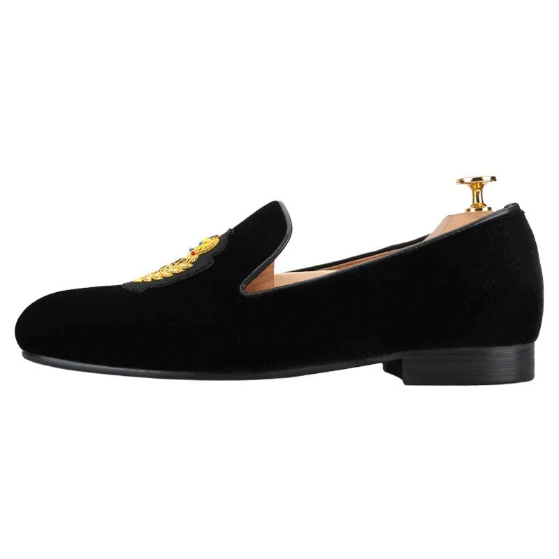 Summer New Model Imported From India British Royal Style Patch Embroidery Men Velvet Shoes Handmade Slip-On Loafers