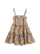 Summer Print Spaghetti Strap Dress Women's Dress Backless Long Camisole Dress Knee-Length Skirt Y2K 2025 New DABUWAWA DM2BDR002