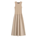 Khaki Elegant Long dresses 2025 Women's spring Sleeveless black dresses