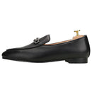New Style Men's Loafers with Rhinestone Buckles for Weddings and Parties Handmade Genuine Leather Smoking Shoes