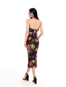 Black Tropical Maxi Dress 2025 Women Sleeveless Bodycon Mesh Dress Jungle Print Backless Evening Dress Dark Flora Aesthetic
