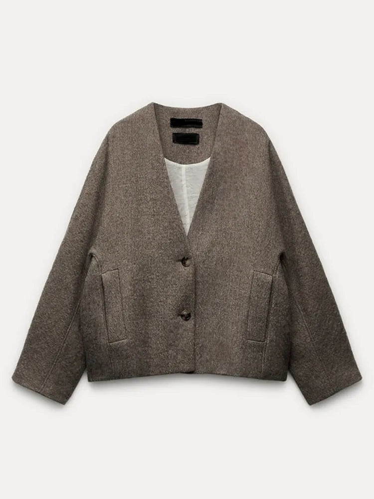 Women Vintage Blends Fit Blazer Coat