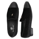 Piergitar 2022 New Summer Style Mulberry Silk Velvet Stitching Leather Slip-On Men's Loafers With Lightning Buckle For Wedding