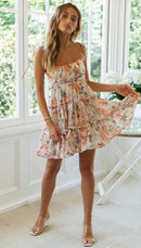 Spaghetti Strap Flower Chiffon Mini Dress