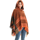 New Autumn Winter Fishbone Pattern Women's Hooded Cape Pullover Cape Women Poncho Lady Capes Black Cloaks