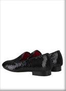 Men's Smoking Slippers With Red Outsole And Sequins for Weddings and Proms