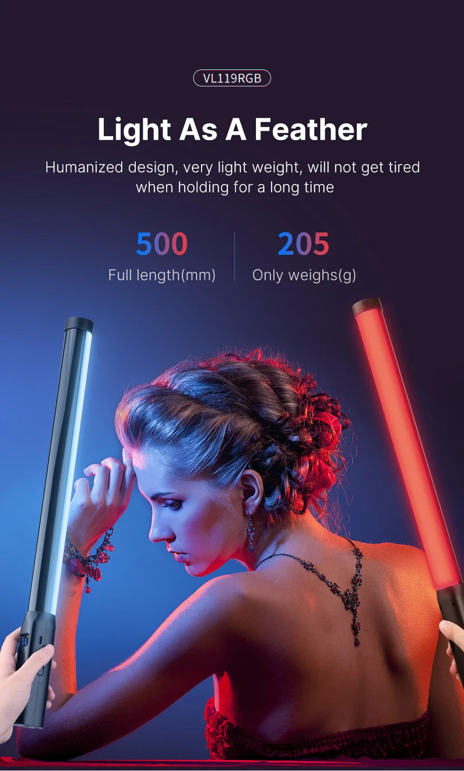 Handheld RGB Colorful Stick Light