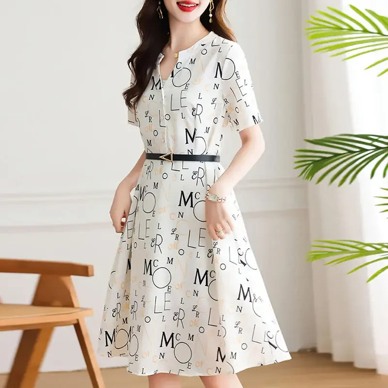 Midi-length Satin Woman Dress with chiffon