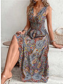 Summer Boho Print Women Sleeveless Beach Party Dresses
