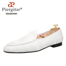 Piergitar 2022 New Black And White Color Three-Dimensional Thread Flower Silk Men's Loafers Handmade Moccasin For Party/Wedding
