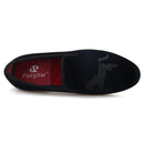 Piergitar High Level Customization Black Velvet Men's Loafers For Party Handmade Horse Embroidery Slip-On Man Smoking Slippers