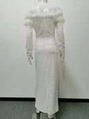 Women's Long White Pearls Dress