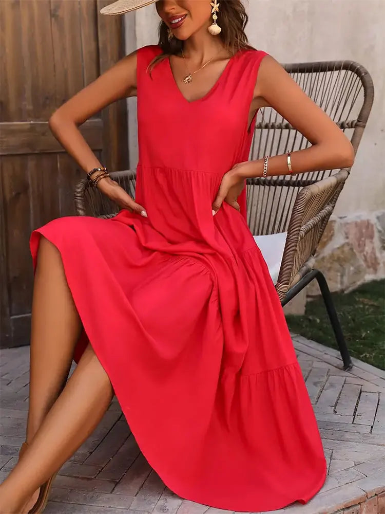 Long Loose Ruffle Dress