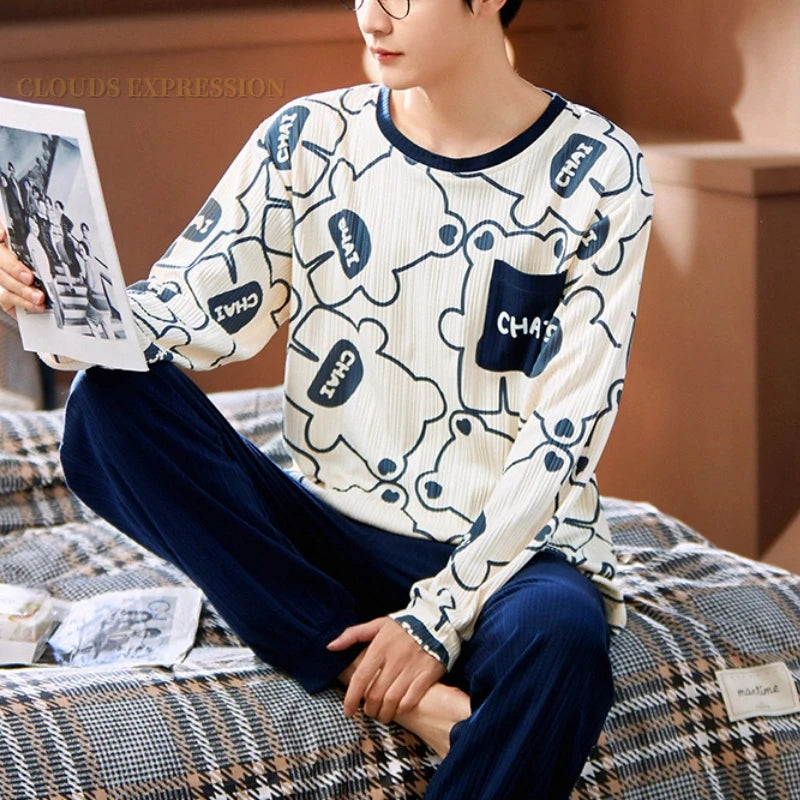 Autumn Plus 5XL Knitted Men's Sleepwear