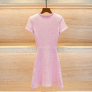 traf 2025 woman tight dress knitted tassel stretch corset elegant women's dress y2k clothes New fashion pink hip skirt