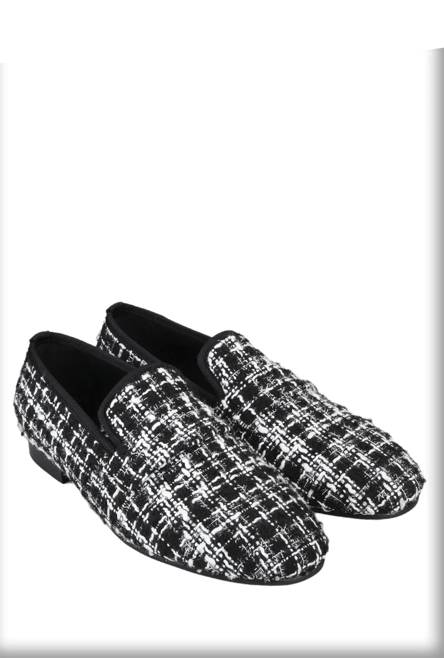 Luxury Brand Black and White Knitted cotton Men's penny Loafers British Classic Slip On Smoking Slippers
