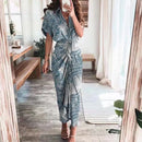 Women's Boho Print Turn-down Collar Dress