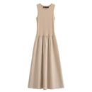 Fashion temperament European and American style summer women's clothing new two-color splicing long vest dress