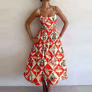 Women's Party Dresses with Sleeveless Low Cut A-line Dresses and Spaghetti Straps in Trendy Prints