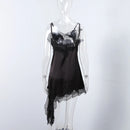 Sexy Sling Dress Women V Neck Hollow Out Backless Patchwork Lace