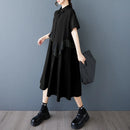 Mesh Ruffles Joined New 2025 Summer Woman Short-Sleeve Green Shirt Dress Loose Fit Tide Big Size Girls Casual Large Robe JKXD026
