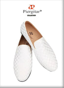 Piergitar 2022 Four Colors Checkerboard Print Silk Handmade Men's Loafers Classic British Style Man Smoking Slippers For Party
