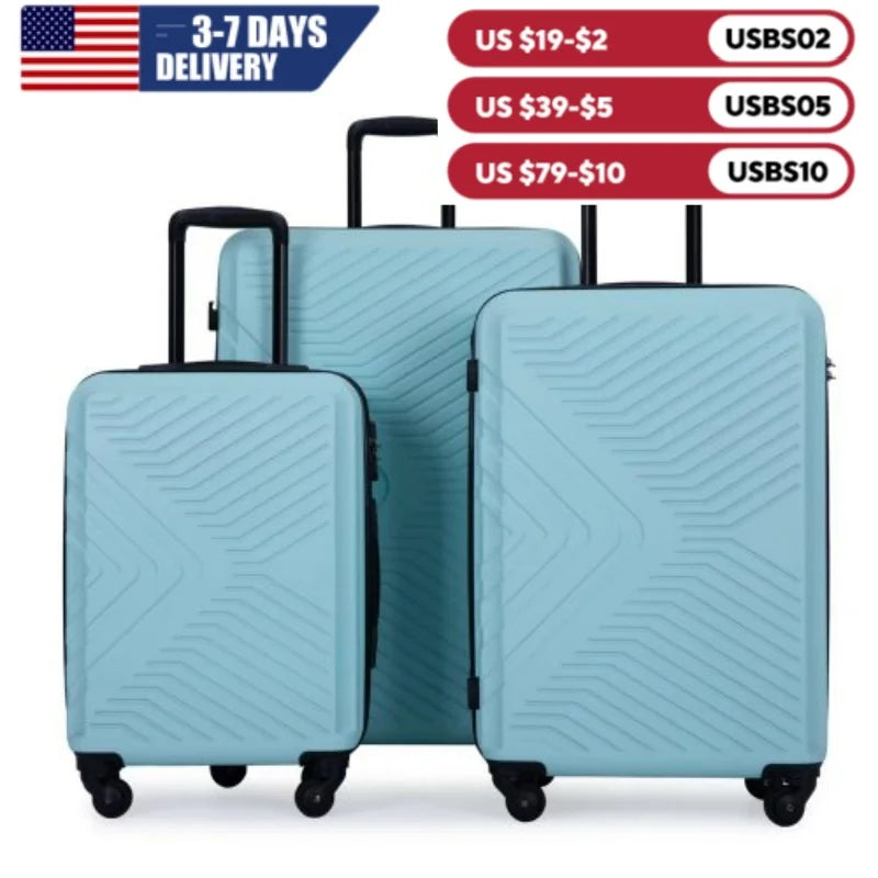 3 Piece Suitcase Set Lock Carry-on (20inch 24inch 28inch)