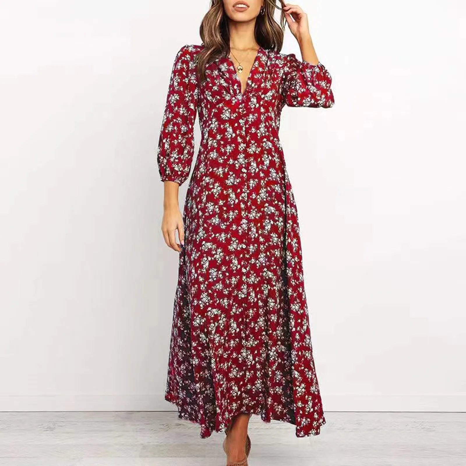 Women's Long Sleeve Floral Maxi Dress
