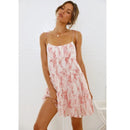 Spaghetti Strap Flower Chiffon Mini Dress