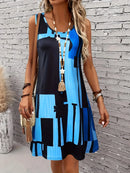 Summer Geometric Pattern Sleeveless Dresses