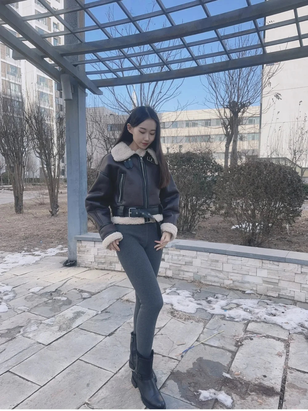 2024 Winter warm sheepskin overcoat jacket
