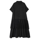 Stripe Print Mid Length Buttoned Midi Dress