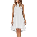Women's Sleeveless Chiffon High-Waist Layered Halter Dress