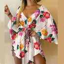 Women Ruffle Flowers Print Sundress