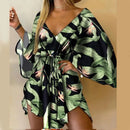 Women Ruffle Flowers Print Sundress