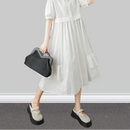 Stripe Print Mid Length Buttoned Midi Dress