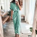 Women's Boho Print Turn-down Collar Dress