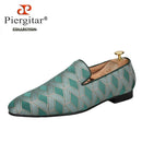 Piergitar 2022 High Grade Silk Fabric Men's Loafers For Party And Wedding Leather Insole Handmade Man Smoking Slippers Plus Size
