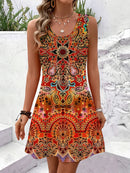 Women Summer Sleeveless Bohemian Dress Exclusive Print Vacation Dress  Birthday Dress for Women Beach Dress Dress for Women