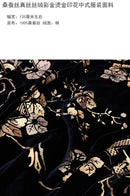 Customized Chinese style slip-on smoking shoes with gold totem print on black velvet.