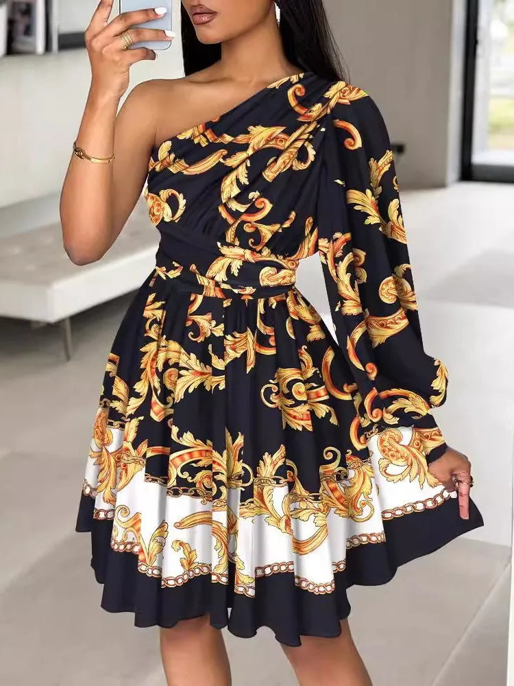 Off Shoulder Boho Print Women Dress