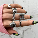 7pcs Set Punk Hip Hop Stainless Steel Ring