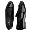Piergitar Classic Style Black Patent Leather Slip-On Loafers For Party And Wedding Handmade Men's Dress Shoes Luxury Red Bottom