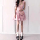 2025 Summer New in Pink Sleeveless Ribbed Knit Bodycon Mini Dress Versatile Work & Casual Outfit