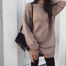 Women's Oversized Turtleneck Asymmetrical Pullover Dress