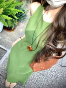 Ramie Linen Slip Dress 2025 Summer Women Sleeveless Maxi Dress Organic Minimalist Aesthetic Waist Defined Sustainable ResortWear