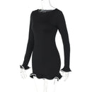 Ruffled Autumn Fashion Mini Dress Women's Slim Long Sleeve Patchwork Elegant 2024 Party Dress Casual Female Mini Dress New