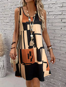 Summer Geometric Pattern Sleeveless Dresses