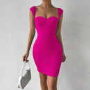 Sweetheart Neck Bodycon Dress, Party Wear Solid Sleeveless Dress, Women's Clothing